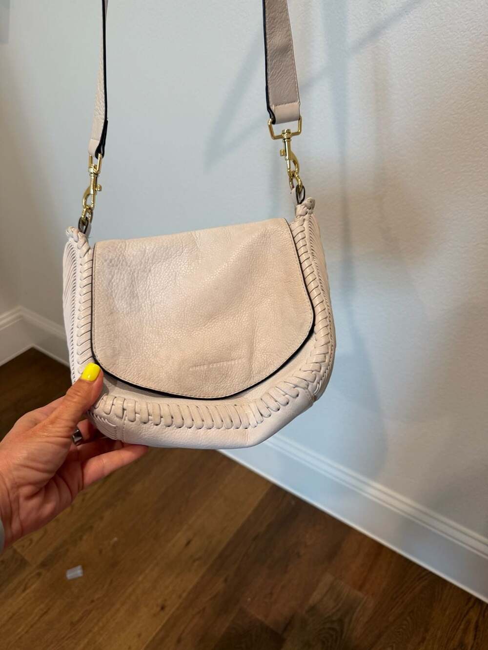Aimee Kestenberg Cream Woven-Edge Leather Crossbody